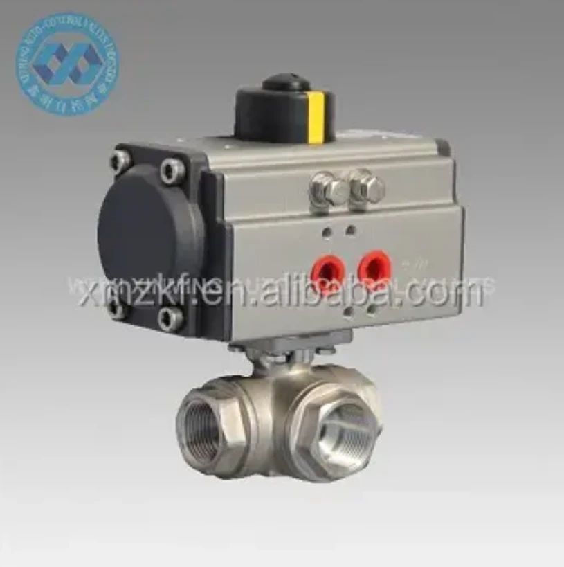 info-1-1 3 Way Ball Valve With 180 Degree Turn Pneumatic Actuator