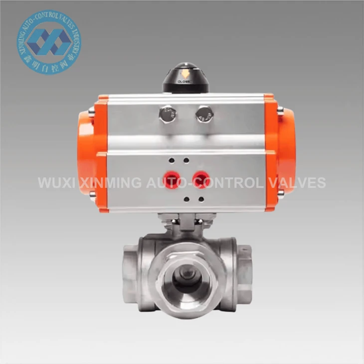 High Quality Stainless Steel Pneumatic Three-way Ball Valve